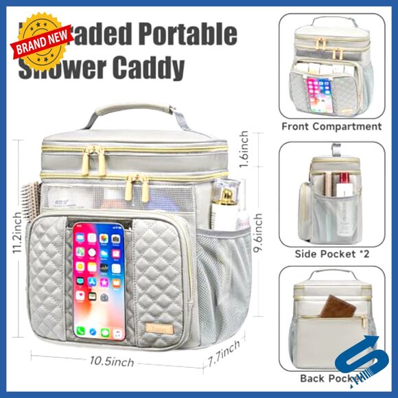 Large Hanging Travel Toiletry Bag Water Resistant Shower Caddy Dorm Essentials - Picture 4 of 7